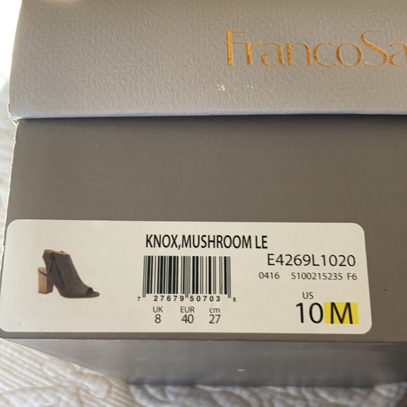 Franco Sarto Knox open toe leather upper mushroom color size 10 block heel - Picture 11 of 11